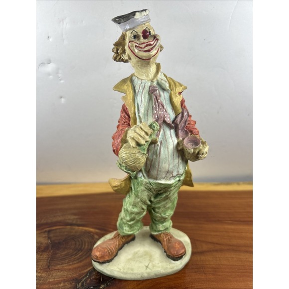Other - Albert E Price Drunk Clown Figurine Drinking Glass & Wine Bottle, Pocelain Clown